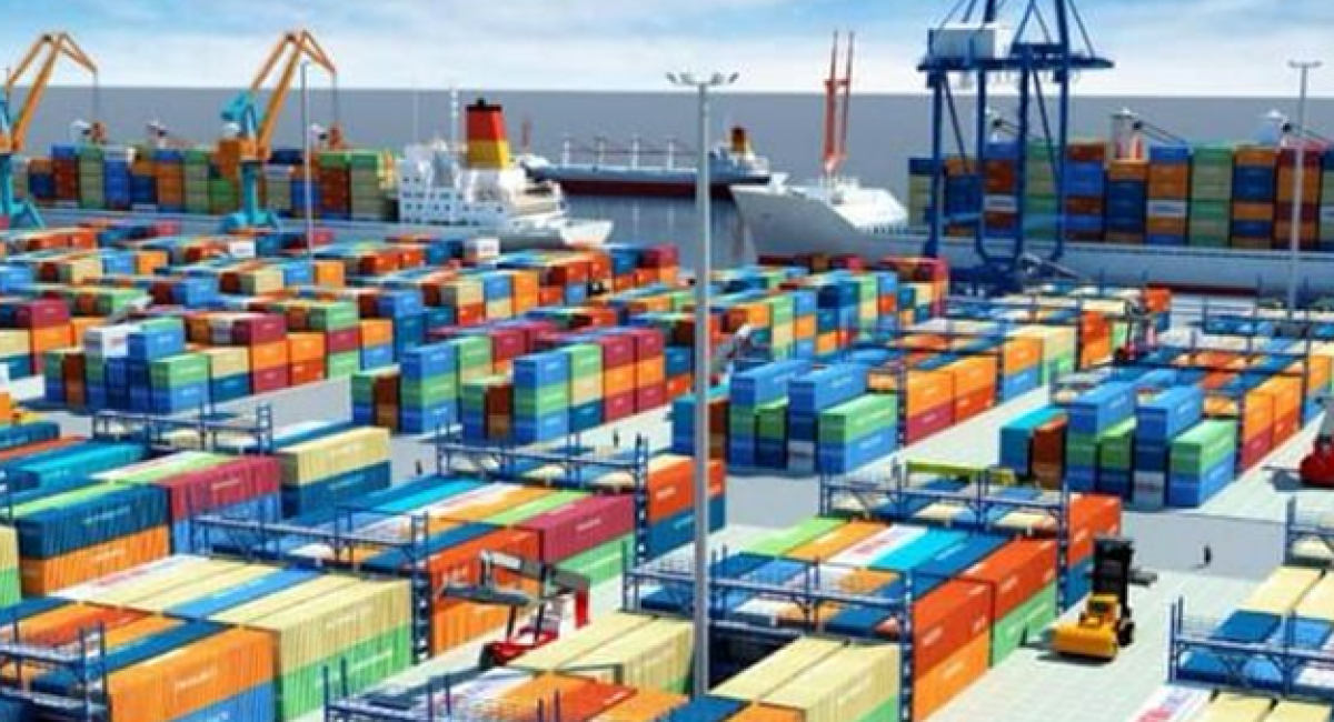 Bốc dỡ và vận chuyển container tại cảng biển quốc tế